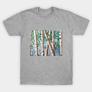 Birch Trees on an Abstract Background T-Shirt